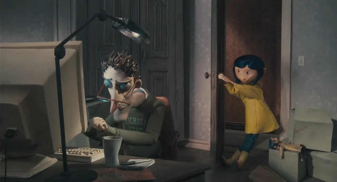 Coraline and her dad from Coraline (2009)
