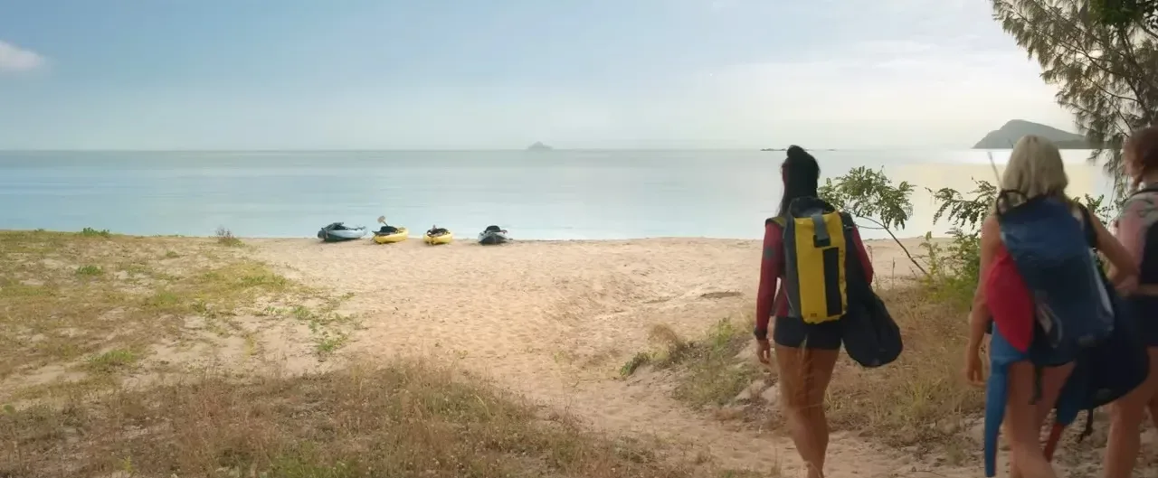 A screenshot from shark themed horror movie The Reef: Stalked (2022)