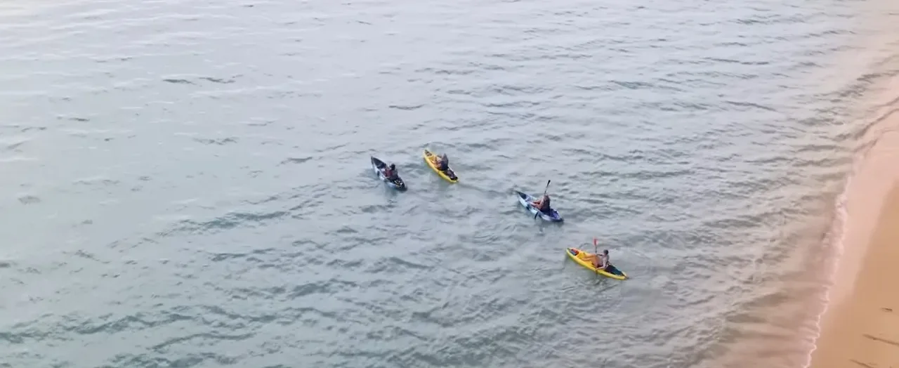 A screenshot from shark themed horror movie The Reef: Stalked (2022)
