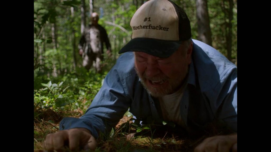 A screenshot from Shudder Original Slasher Movie In a Violent Nature 2024)