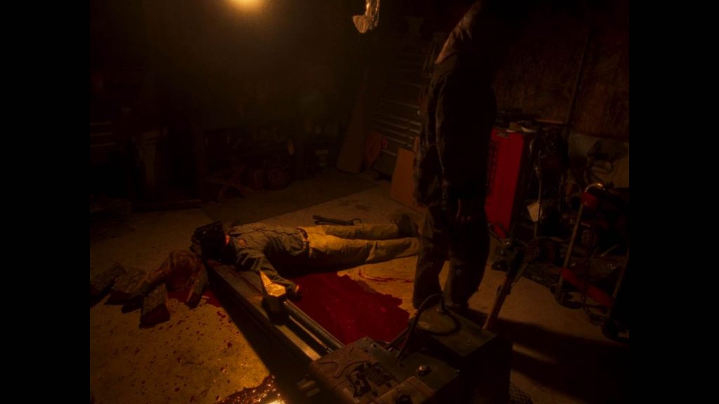 A screenshot from Shudder Original Slasher Movie In a Violent Nature 2024)