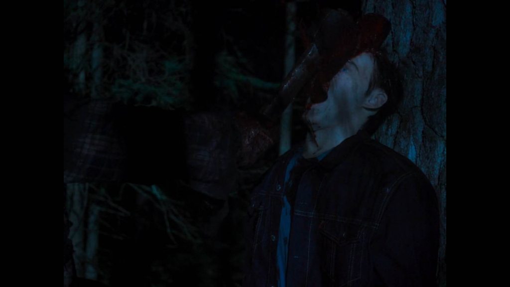A screenshot from Shudder Original Slasher Movie In a Violent Nature 2024)