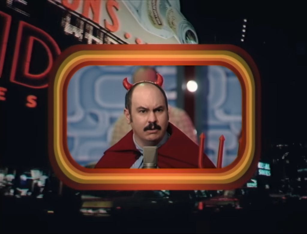 Screenshot from Mockumentary horror movie Late Night with the Devil (2024)