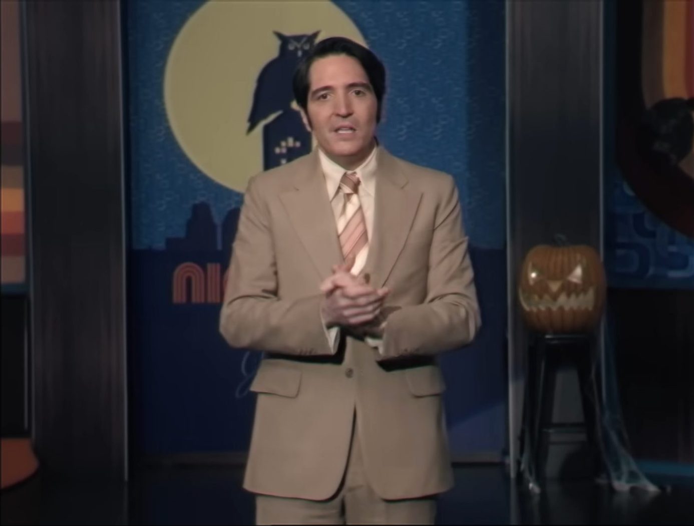 Screenshot from Mockumentary horror movie Late Night with the Devil (2024)