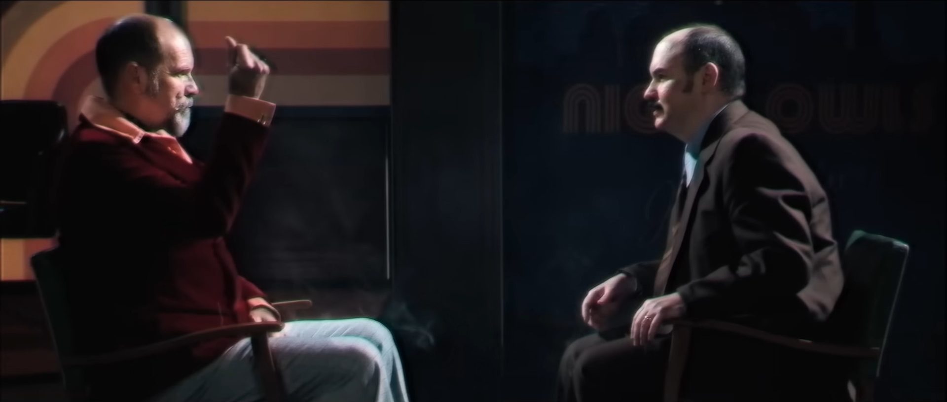 Screenshot from Mockumentary horror movie Late Night with the Devil (2024)