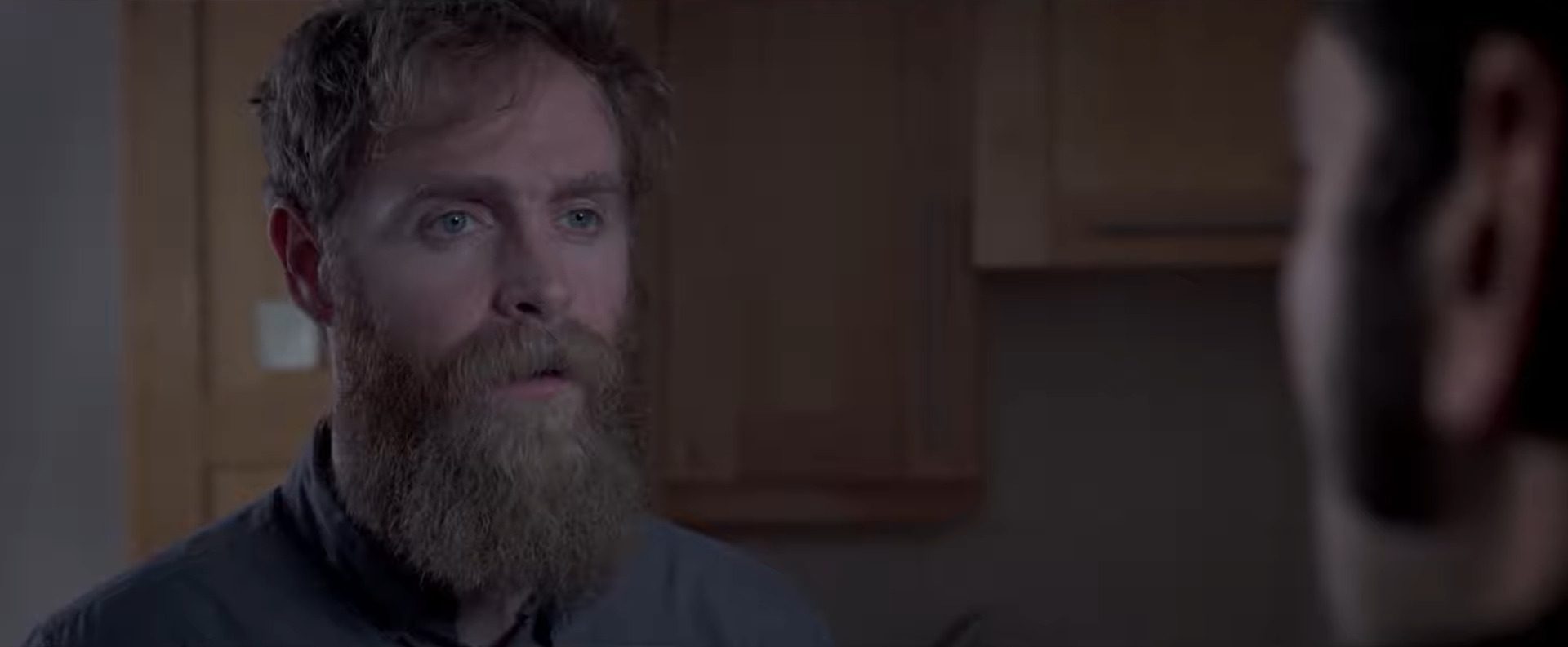 Screenshot from Irish horror movie Caveat (2020)