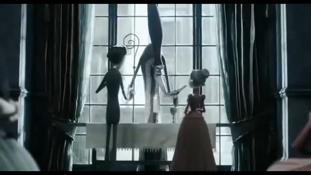 A screenshot from Tim Burton's stop motion movie Corpse Bride (2005)