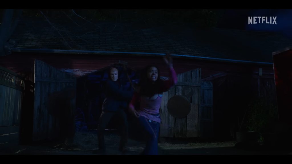 A screenshot from Netflix horror slasher Time Cut (2024)