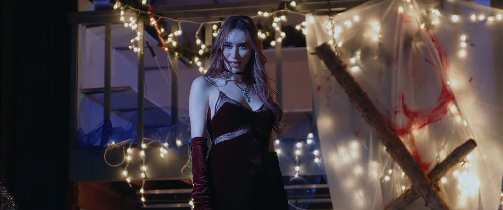 A screenshot from Christmas horror movie Silent Bite (2024)