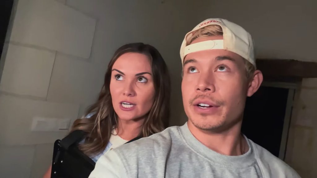 A screenshot from found footage influencer horror movie Chateau (2024)