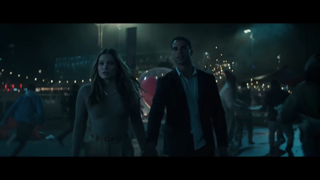 A screenshot from rom-com slasher movie Heart Eyes (2025)