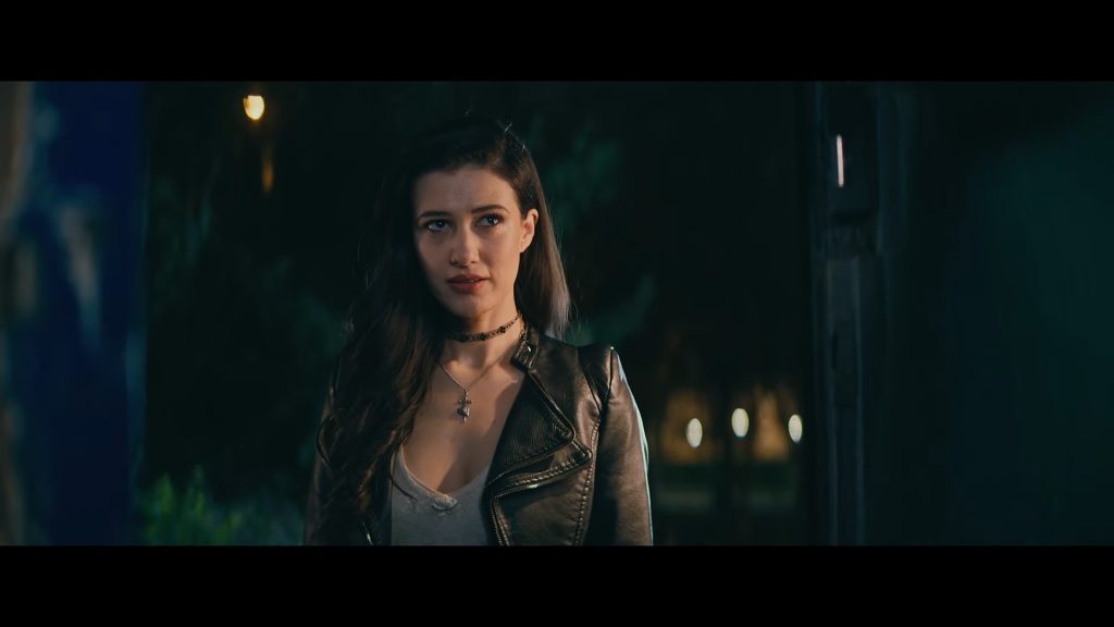 A screenshot from romantic horror comedy Drained (2025)