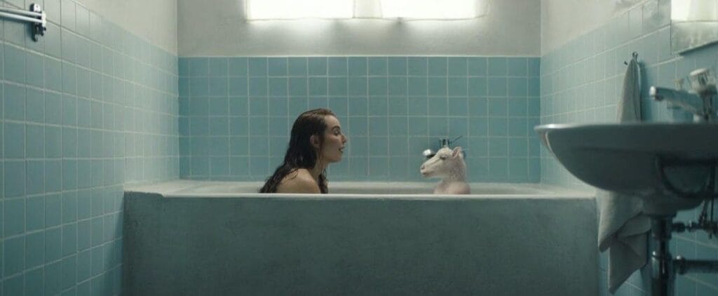 A screenshot from folk horror movie Lamb (2021)