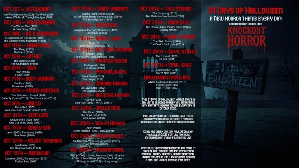 Here's a downloadable version of our 31 Days of Halloween 2025 list for easy access.