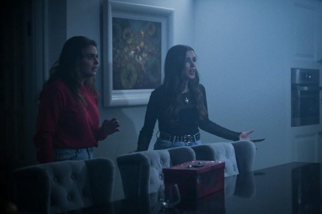 A screenshot from British horror movie Helloween (2025)