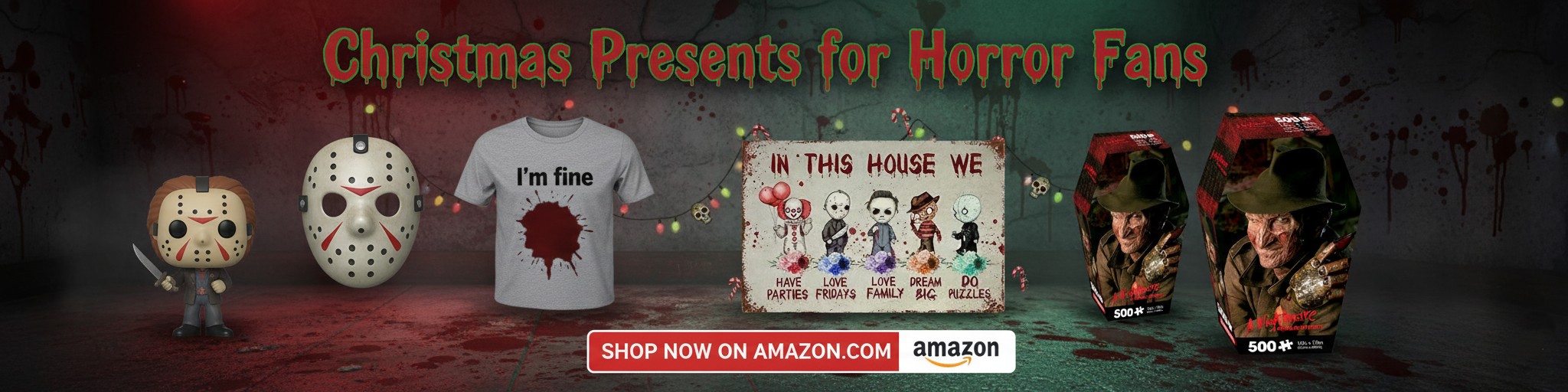 Pick up Christmas gifts for horror fans at Amazon and support Knockout Horror.