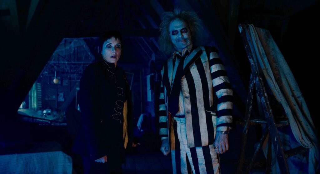 A screenshot from comedy horror movie Beetlejuice Beetlejuice (2024)