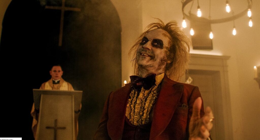A screenshot from comedy horror movie Beetlejuice Beetlejuice (2024)