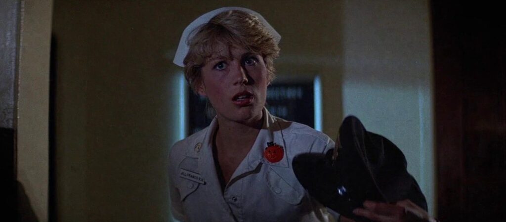 A screenshot from slasher movie Halloween 2 (1980)