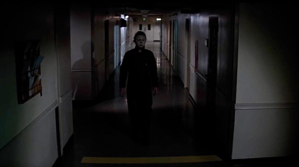 A screenshot from slasher movie Halloween 2 (1980)
