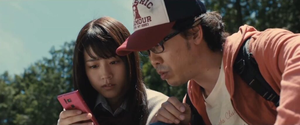 A screenshot from J-Horror zombie comedy movie I Am a Hero (2015)