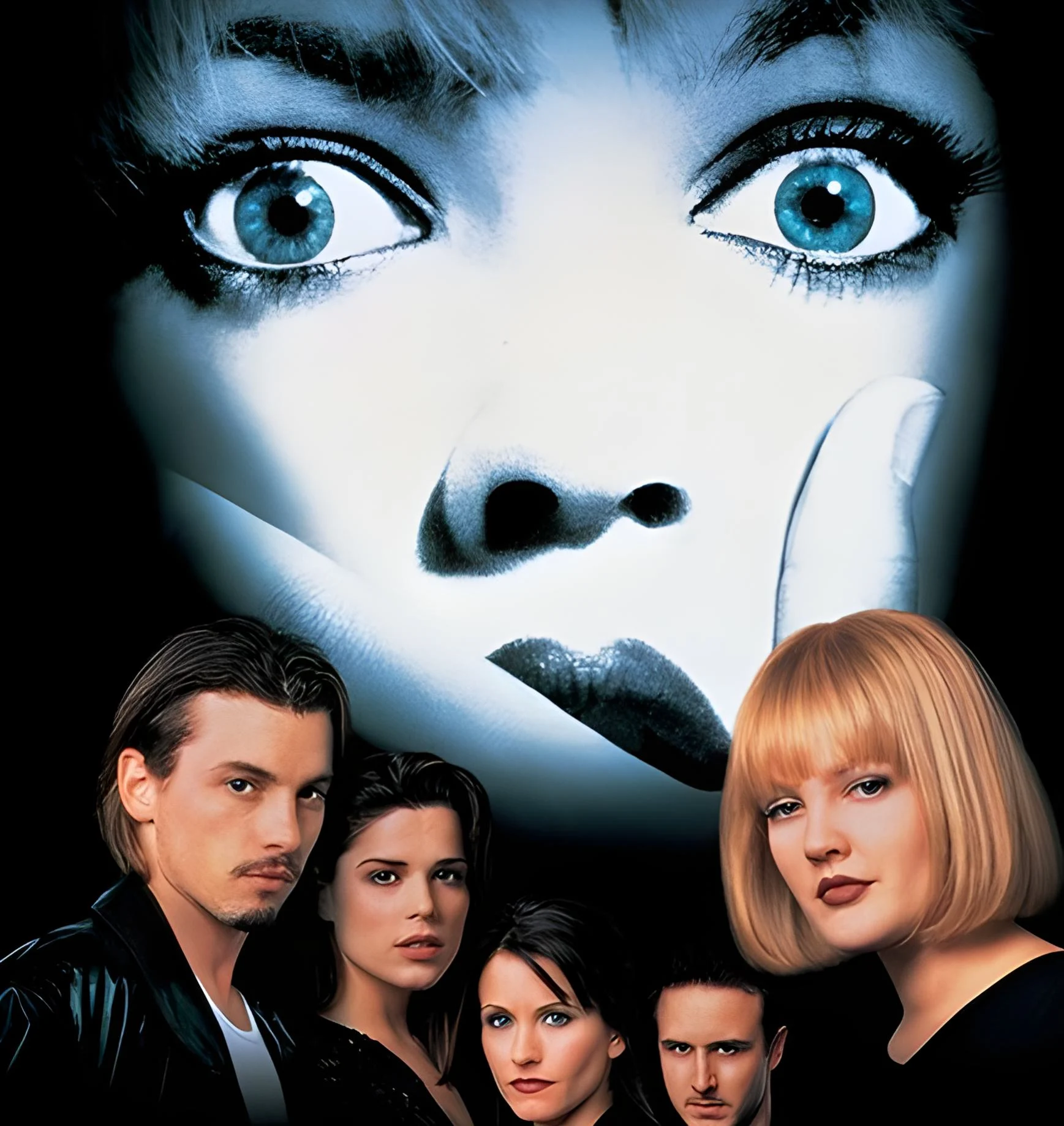 A screenshot from teen slasher movie Scream (1996)