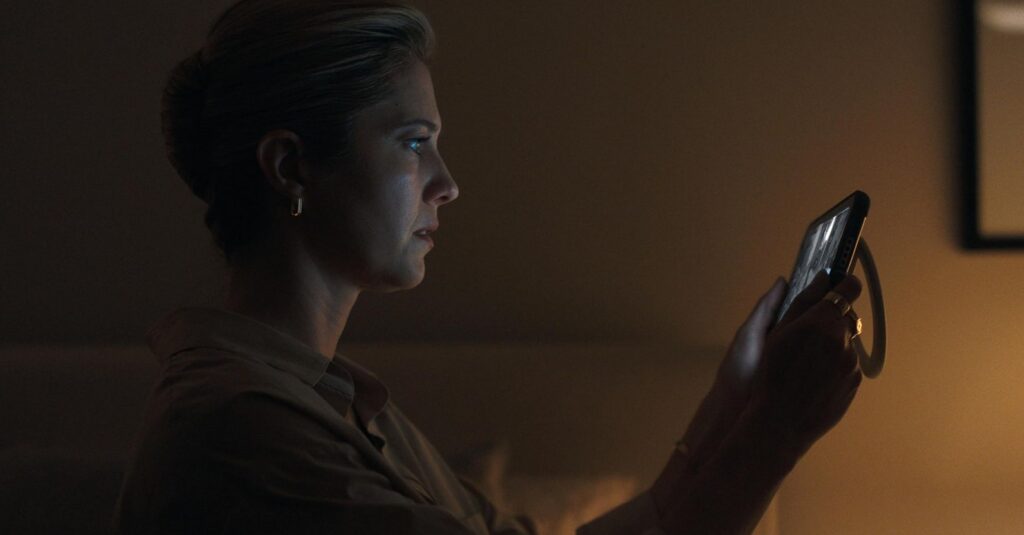 A screenshot from Huluween thriller movie The Hand That Rocks The Cradle (2025)