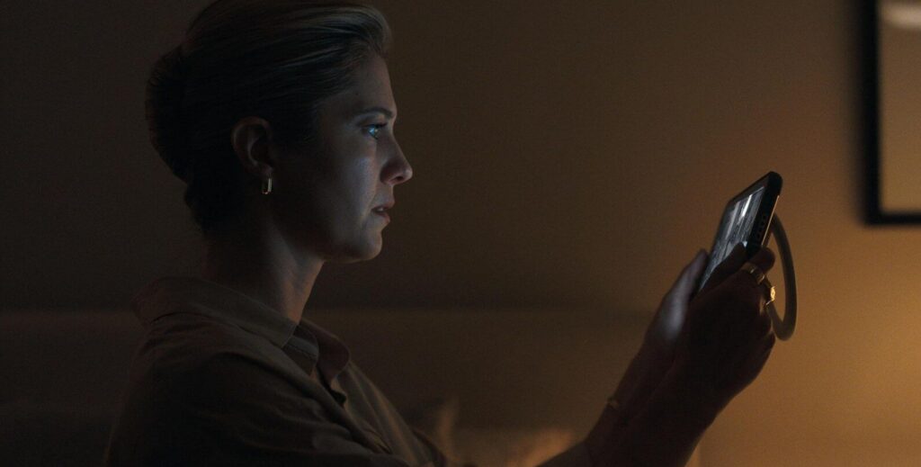 A screenshot from Huluween thriller movie The Hand That Rocks The Cradle (2025)