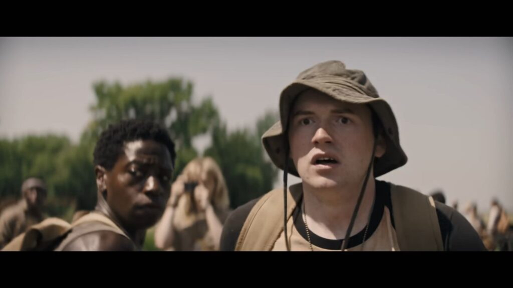 A screenshot from Stephen King adaptation horror thriller The Long Walk (2025)