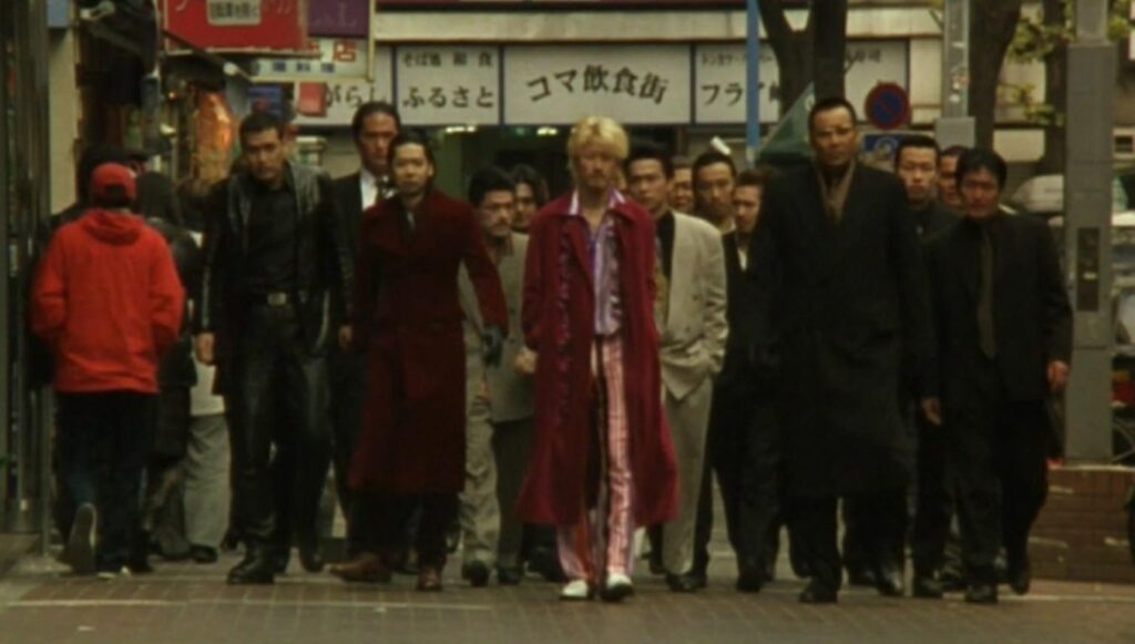 A screenshot from Japanese horror movie Ichi The Killer (2001)