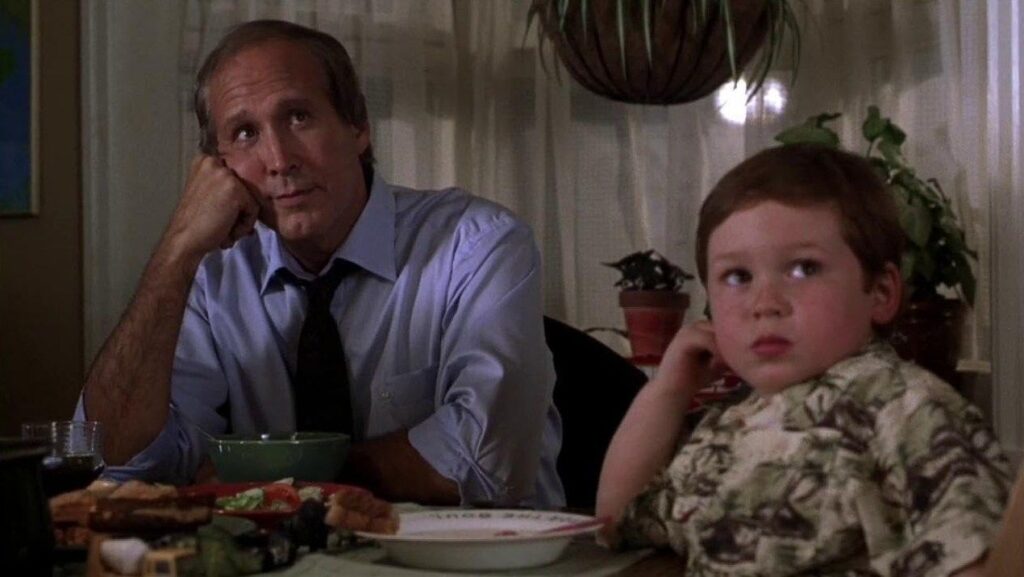 A screenshot from the kid's movie Snow Day (2000) starring Chevy Chase