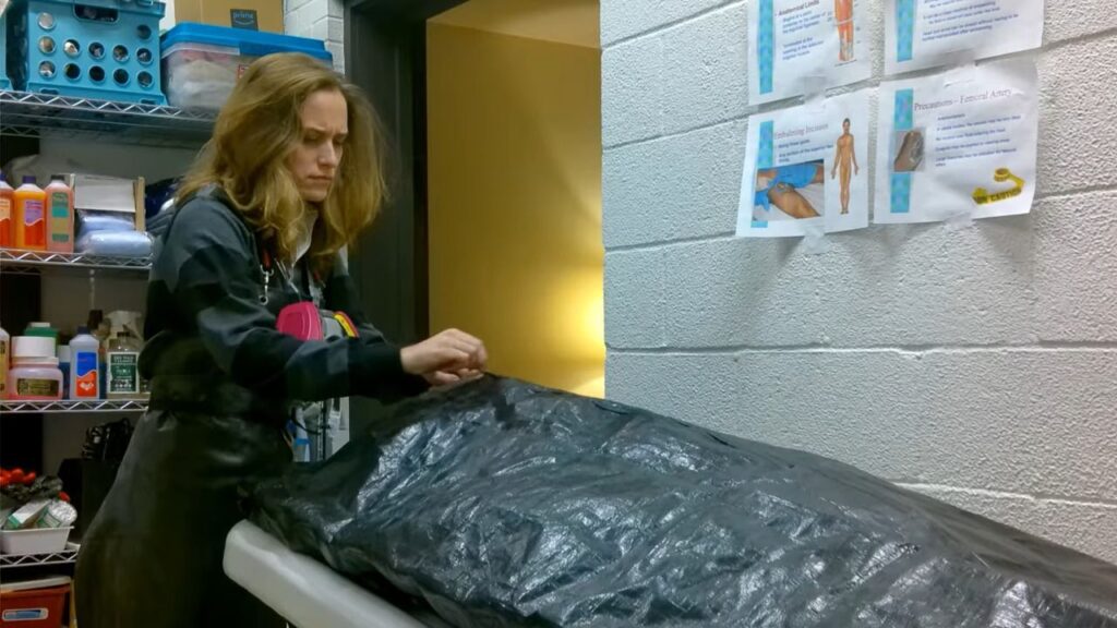 A screenshot from Tubi found footage horror movie The Decedent (2025)