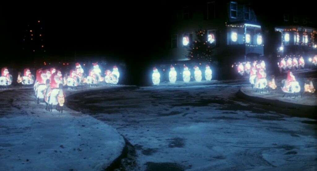 A screenshot from the psychological festive horror movie Christmas Evil (1980)