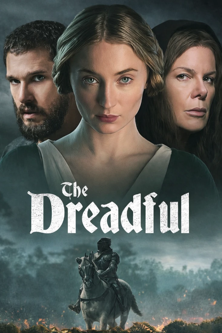 Official movie poster for The Dreadful (2026) featuring Sophie Turner, Kit Harington, and Marcia Gay Harden.